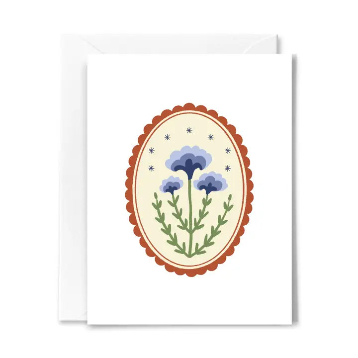 Blue Flowers and Stars Card