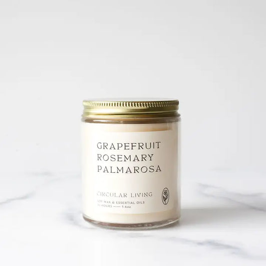 Soy Wax Candle - Grapefruit, Rosemary & Palmarosa
