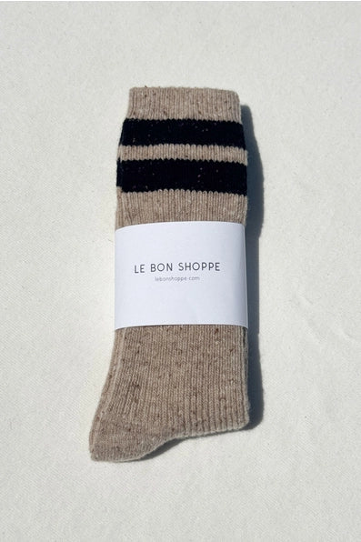 Snow Varsity Socks in Beige/Black