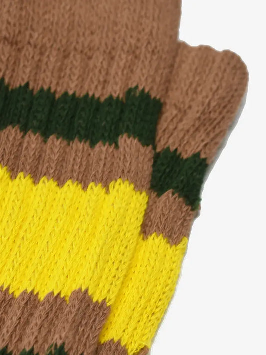 Ribbed Old School Crew Socks in Brown/Yellow