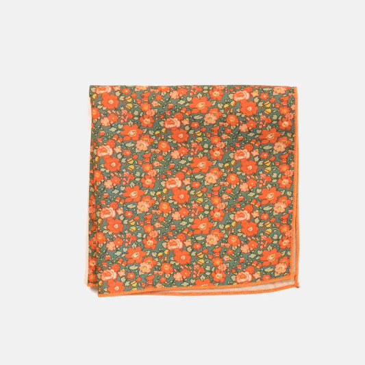 Orange Floral Pocket Square