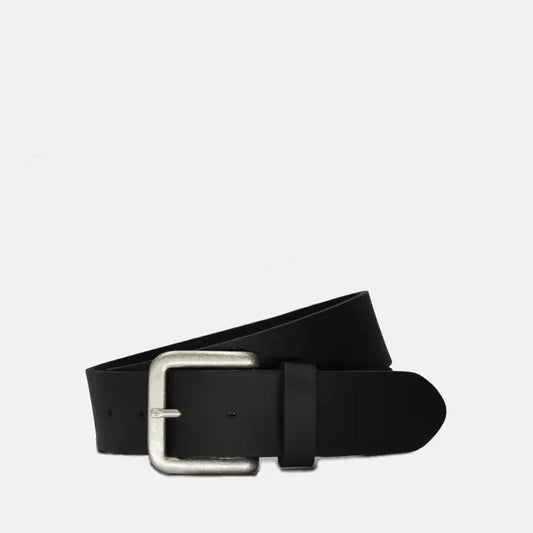 Black Leather with Steel Buckle Belt