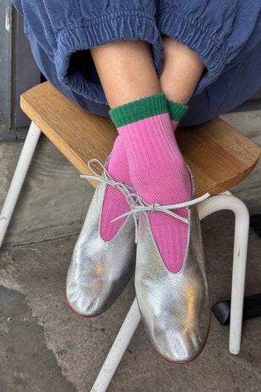 Color Block Girlfriend Socks in Rose Green