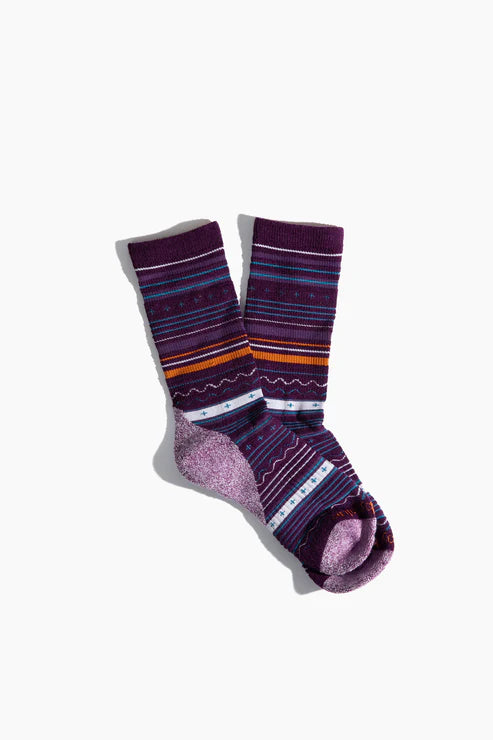 The Merino Wool Modern Fair Isle Crew Sock in Magenta