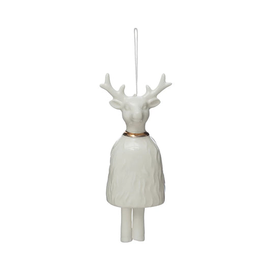 Stoneware Reindeer Bell Ornament